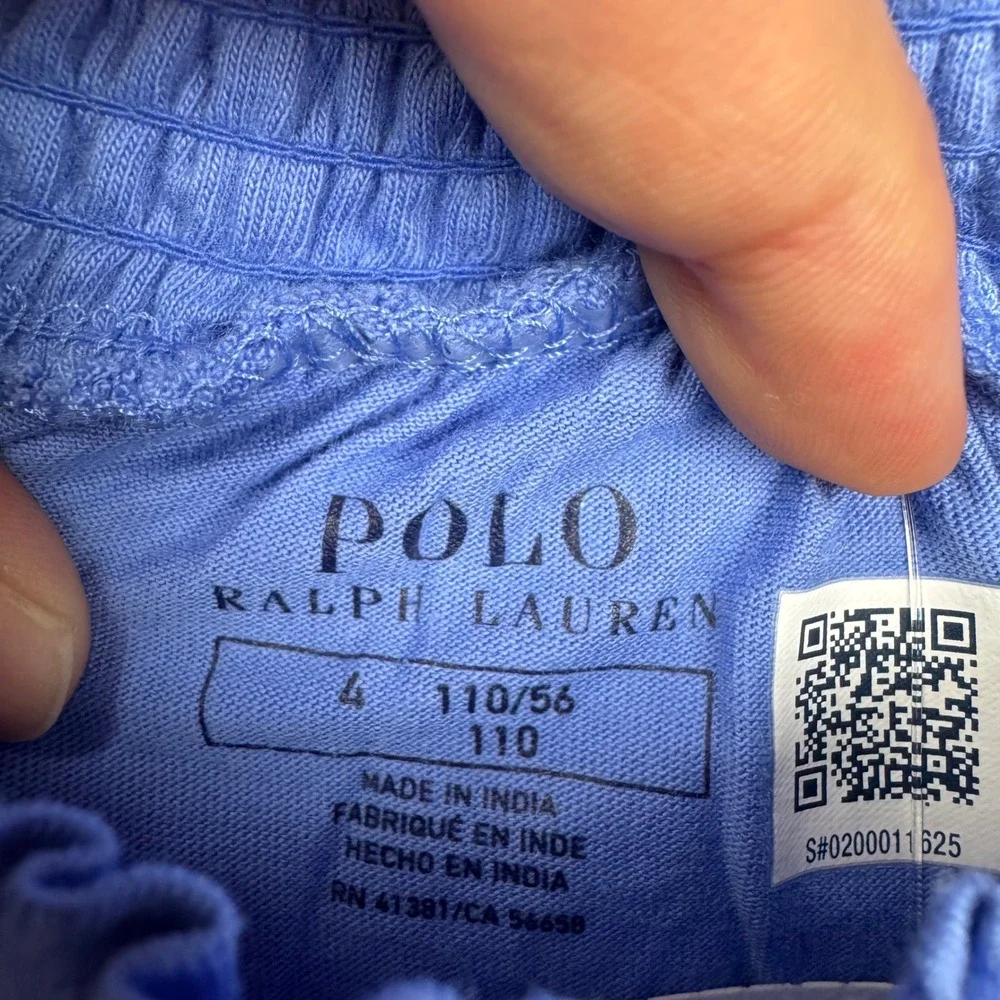 Polo Ralph Lauren Girls Top Size 4 Blue Eyelet Flutter Sleeve Square Neck‎